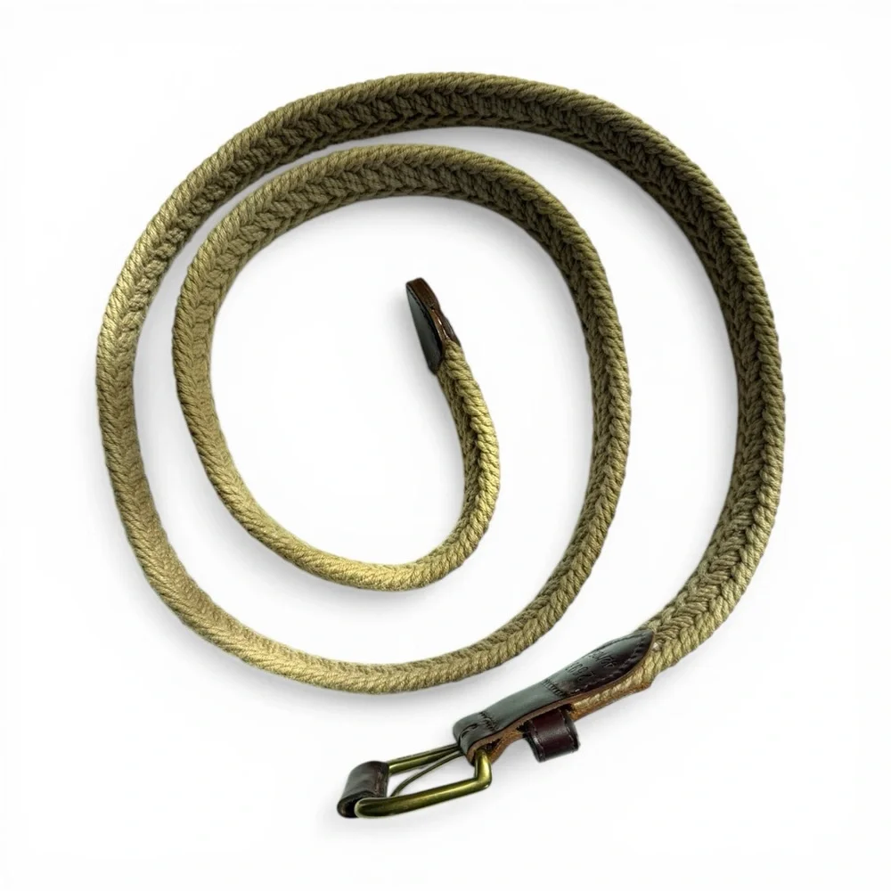 Dockers Olive Green Woven Belt with Brass-Tone Buckle